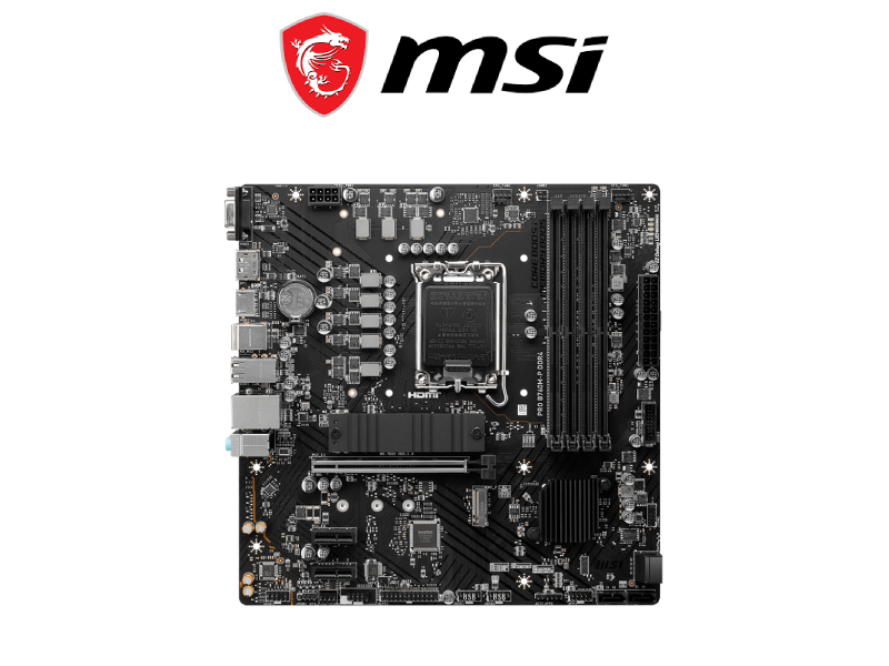 PLACA MSI PRO B760M-P DDR4, CHIPSET INTEL B760, LGA1700, HDMI, DP, VGA, MATX.